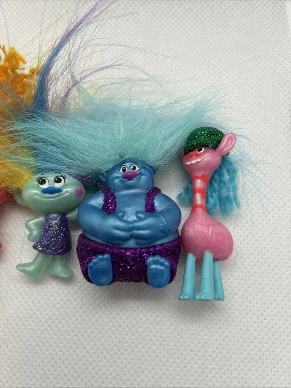 DreamWorks Trolls Figure Lot 6 Mini Dolls Glitter Hair Toy Collectible Figures
